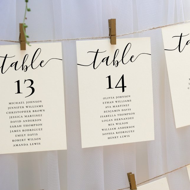 Cream Wedding Table Number Hanging Seating Chart (Creator Uploaded)