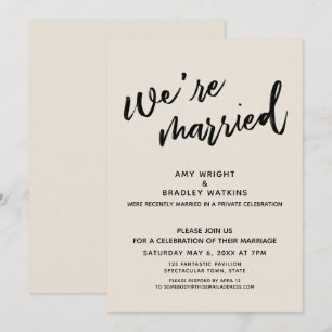 Cream We're Married Post-Wedding Reception Invitation