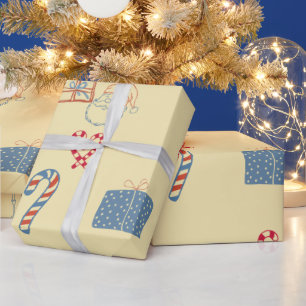 Cream Whimsical Christmas Hand-drwan doodles Wrapping Paper