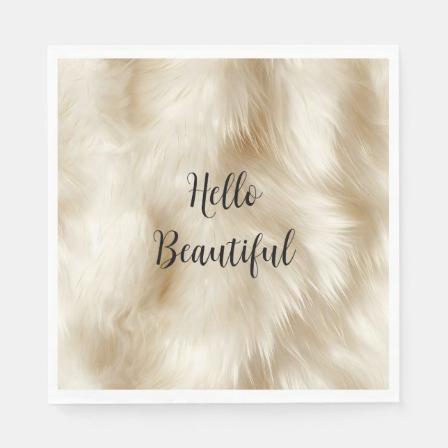 Cream White Animal Fur Napkin (Front)