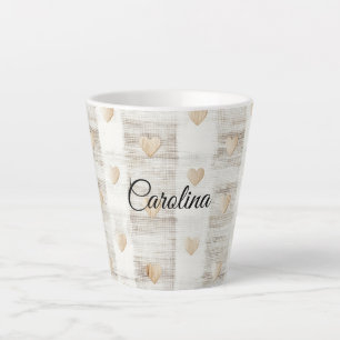 Cream White Beige Boho Hearts  Latte Mug