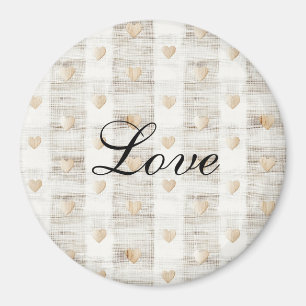 Cream White Beige Boho Hearts  Magnet