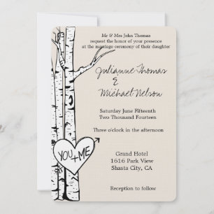 Cream White Birch Trees Wedding Invitation