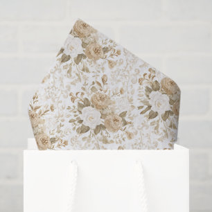 Cream White Bohemian Floral Bridal Shower Tissue Paper