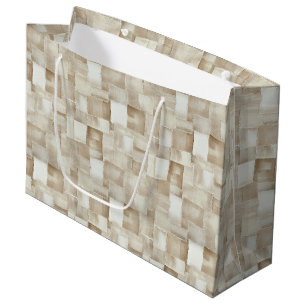 Cream White Brown Abstract Birthday Large Gift Bag