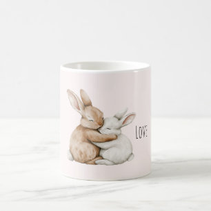 Cream White Bunny Love Coffee Mug