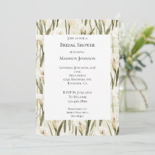 Cream White Calla Lily Floral Bridal Shower Invitation