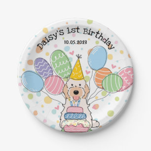 Cream White Cockapoo Cavapoo Dog Birthday Paper Plate