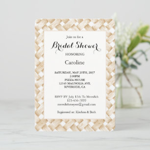 Cream White Faux Basket Weave Bridal Shower Invitation