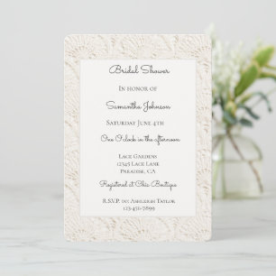 Cream White Faux Lace Bridal Shower Invitation