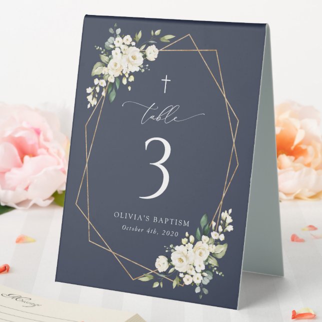 Cream White Flowers, Boho, Baptism Table Numbers (In SItu (Wedding))