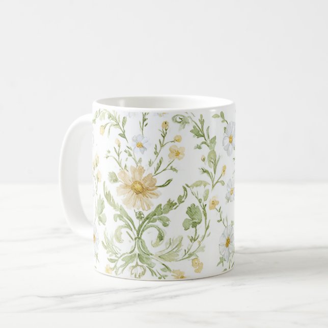 Cream White Flowers   Coffee Mug (Front Left)