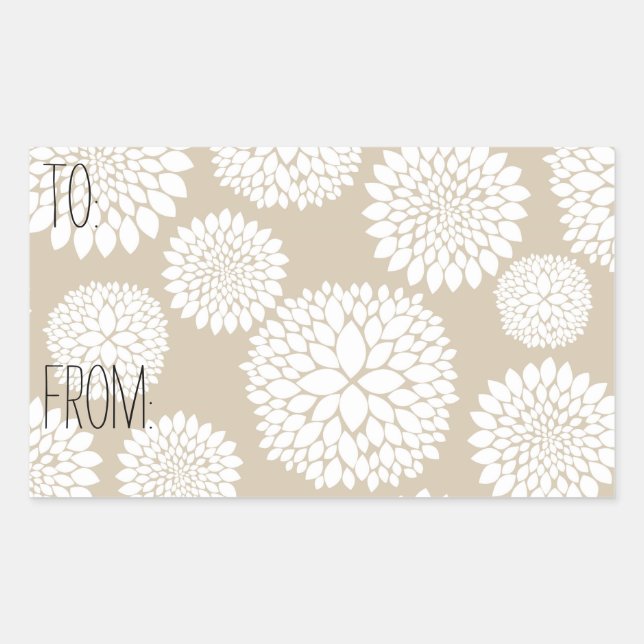 Cream White Flowers Gift Tag (Front)