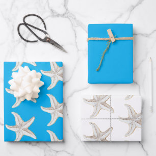 Cream White Gold Starfish Beach Bridal Shower Wrapping Paper Sheet