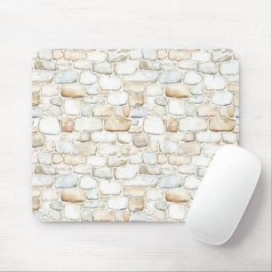 Cream White Grey Faux Stones Mouse Mat