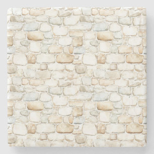 Cream White Grey Faux Stones Stone Coaster