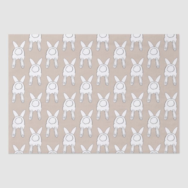 Cream White Happy Easter Bunnies Tissue Paper (Front)
