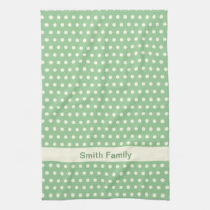 Cream White Ivory Polka Dot Pattern Tea Towel