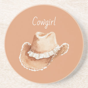 Cream White Lace Cowgirl Hat Coaster