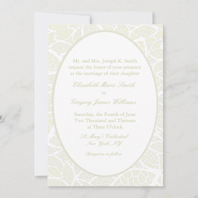 Cream&White Lace Wedding Invitations (Front)