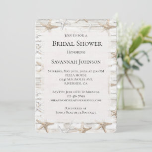 Cream White Ocean Starfish Beach Bridal Shower Invitation