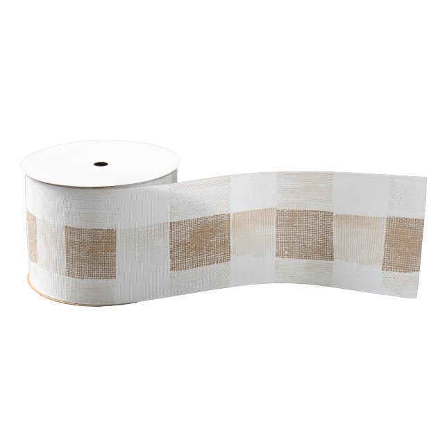 Cream White Plaid Stripes   Grosgrain Ribbon (Spool)
