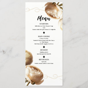 Cream & White Ranunculus Floral Wedding Menu