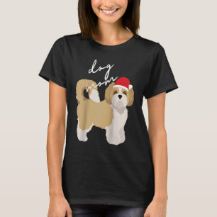 Cream & White Shih Tzu Dog Mum Christmas Raglan T-Shirt