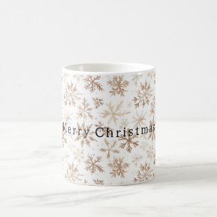 Cream White Snowflakes Christmas Coffee Mug