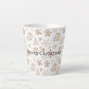 Cream White Snowflakes Christmas Latte Mug