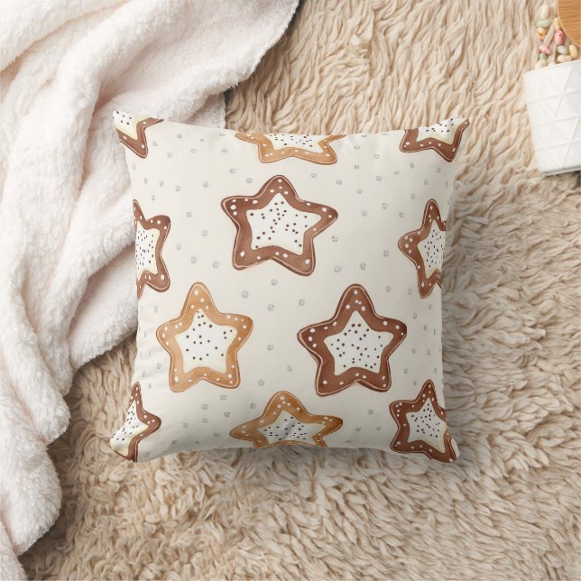 Cream White Stars Christmas Cushion (Blanket)