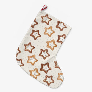 Cream White Stars Christmas Large Christmas Stocking