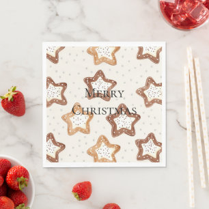 Cream White Stars Christmas Napkin