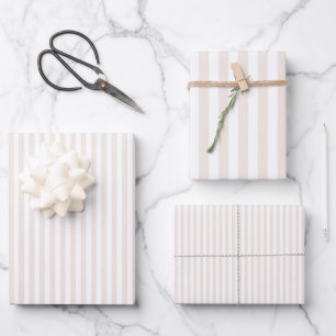Cream & White Stripes Wrapping Paper Sheet
