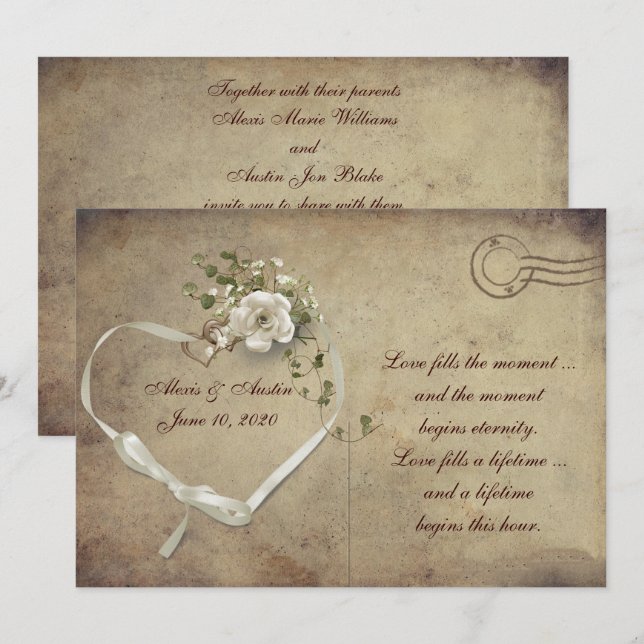 cream white Wedding Rose Postcard (Front/Back)