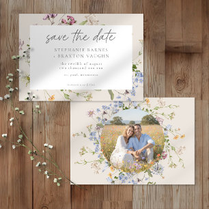 Cream Wildflower Garden Elegant Photo Wedding Save The Date