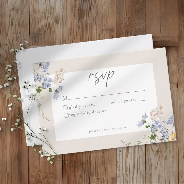 Cream Wildflower Garden Elegant Wedding RSVP Card (Creator Uploaded)