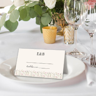Cream Wildflower Wedding in Boho Style Place Card