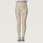 Cream Winter Botanical Pattern Leggings<br><div class="desc">Festive and rustic Christmas theme leggings featuring hand drawn illustration of holiday greenery.</div>