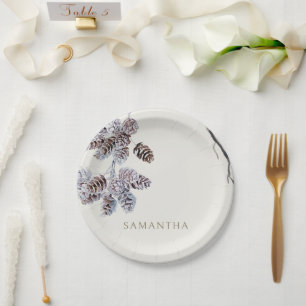 Cream Winter Personalised Shower Paper Plate