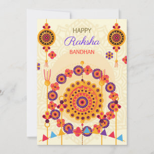 Cream with coloured floral wreath and rakhi’s holiday card