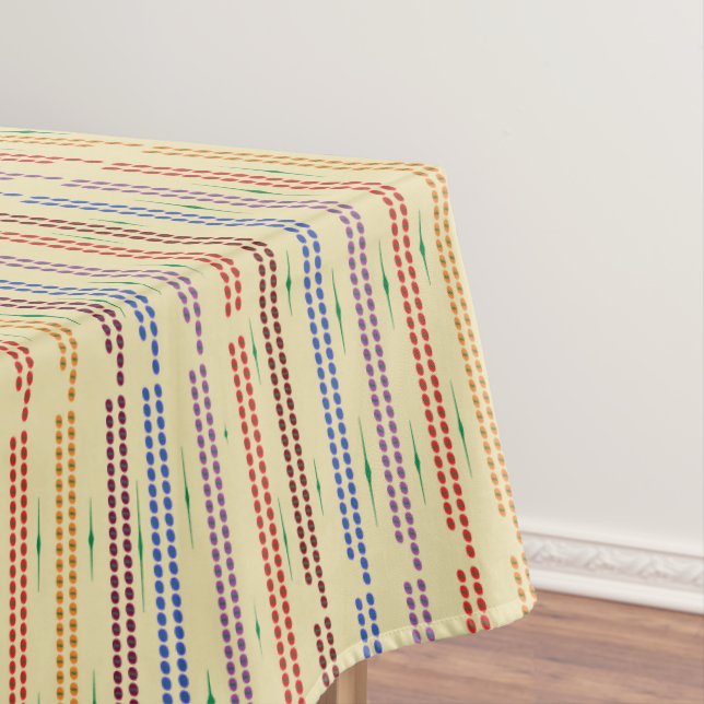 Cream with dotted stripes in many colours tablecloth (In Situ)