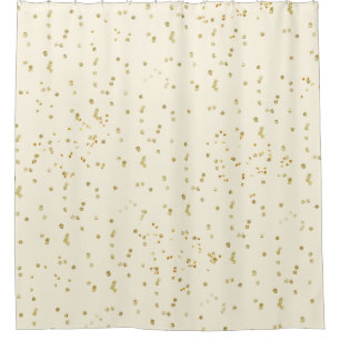 Cream with gold confetti scatter polka dots shower curtain