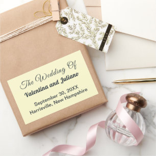 Cream with Slate Text Wedding Rectangle Sticker