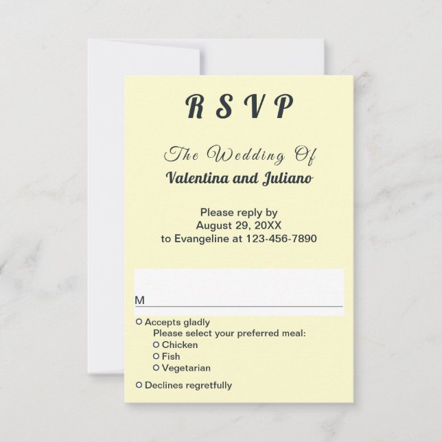 Cream With Slate Typography Portrait Wedding RSVP (Front)