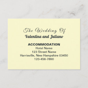 Cream With Slate Typography Wedding Accommodation Enclosure Card