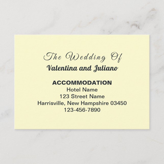 Cream With Slate Typography Wedding Accommodation Enclosure Card (Front)