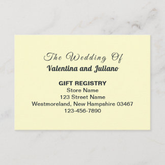 Cream With Slate Typography Wedding Gift Registry Enclosure Card