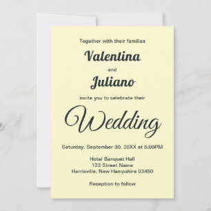Cream With Slate Typography Wedding Invitation