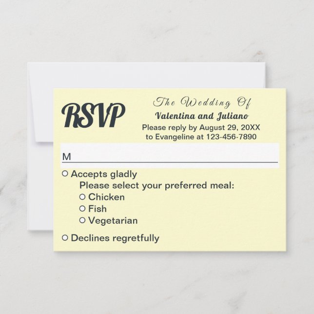 Cream With Slate Typography Wedding RSVP (Front)